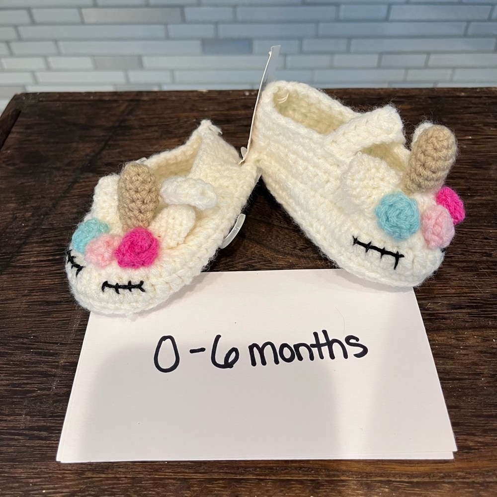 Knitted unicorn slippers